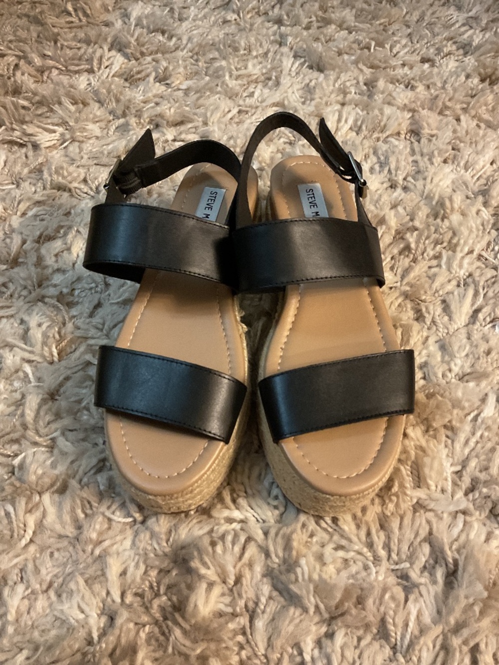 Steve Madden Black leather platform sandals